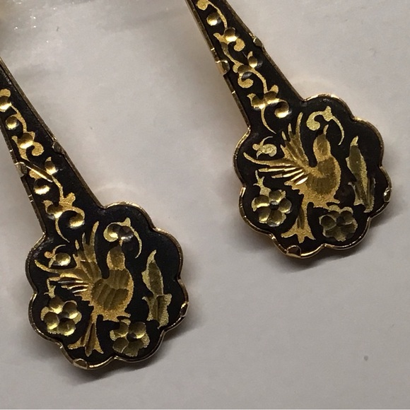 Vintage Chinoiserie Clip Earrings - Beautiful! - Picture 4 of 7